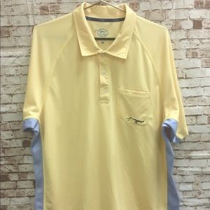True Flies Golf Polo Yellow Blue Stripe Shirt XXL